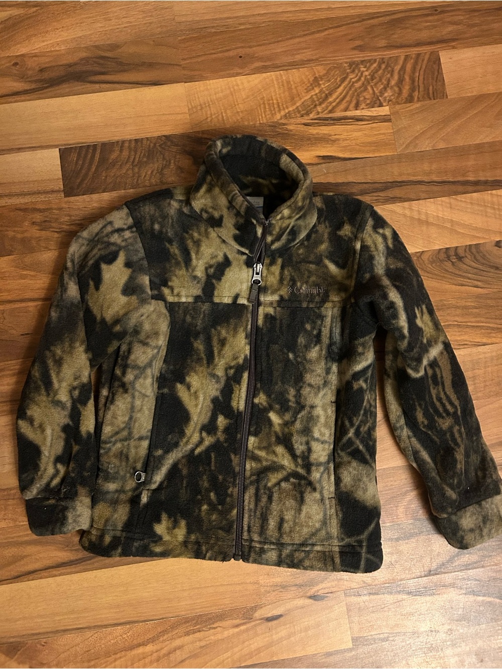 Columbia Unisex Kids Camo Fleece Full Zip Jacket w/ Pockets Green/Black XXS